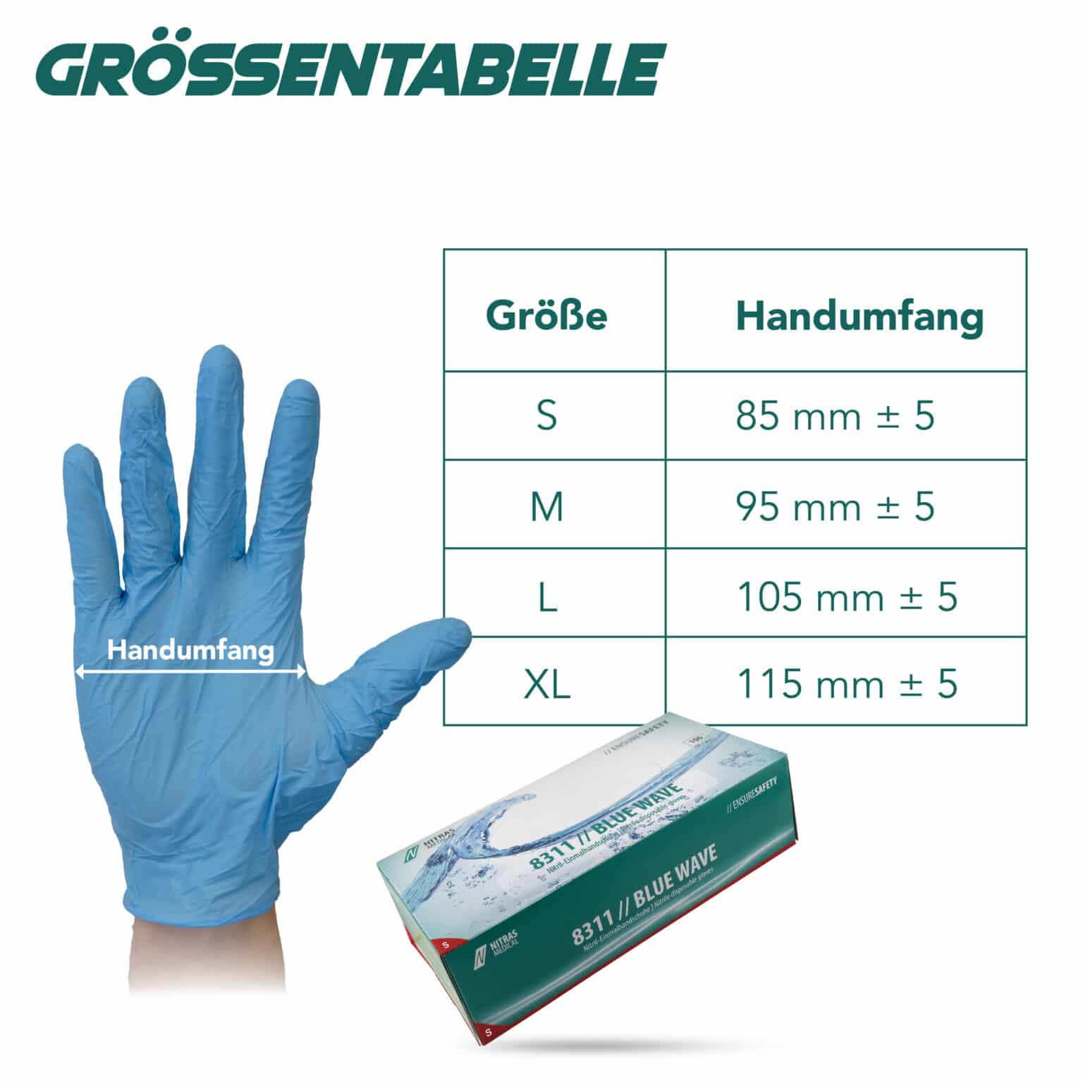 NITRAS BLUE WAVE Nitril Einmalhandschuhe, blau