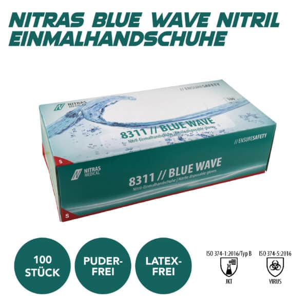 NITRAS BLUE WAVE Nitril Einmalhandschuhe, blau