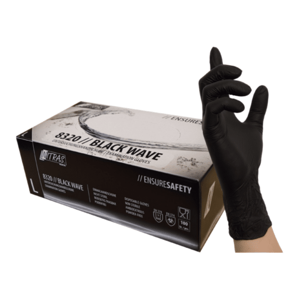 NITRAS BLACK WAVE Nitril Einmalhandschuhe, schwarz