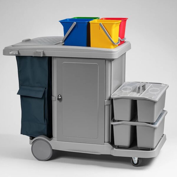 Abschließbarer Reinigungs- & Materialwagen mit Moppboxen GIV 9